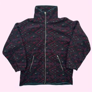 Vintage 90s Brooks AOP Geometric Full Zip Fleece Jacket Unisex Small
